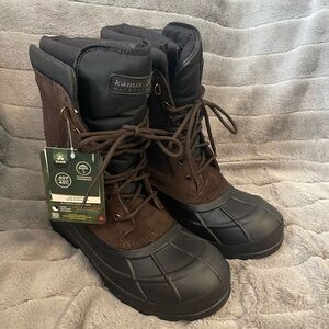 Kamik Men's Brown and Black Waterproof Snow Boots 9 wide